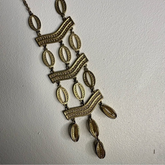 Stella & Dot Kimberly Gold Statement Necklace Long Tiered - Picture 4 of 5